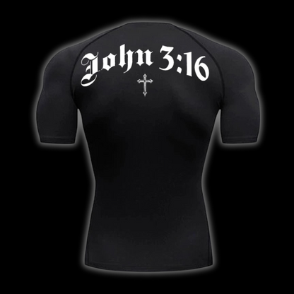 LuxCrux™ John 3:16 Short-Sleeved Compression Shirt